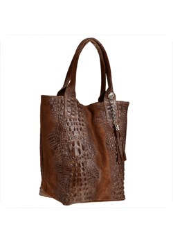 Torba worek z miękkiej skóry bardzo lekka xl brąz koniak ze sklepu melon.pl w kategorii Torby Shopper bag - zdjęcie 133017428