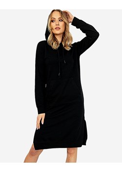 Czarna dresowa sukienka damska do kolan - Odzież ze sklepu royalfashion.pl w kategorii Sukienki - zdjęcie 133211637