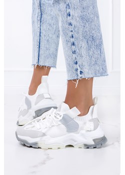 Białe sneakersy na platformie buty sportowe sznurowane Casu BL272-SZ ze sklepu Casu.pl w kategorii Buty sportowe damskie - zdjęcie 133388089