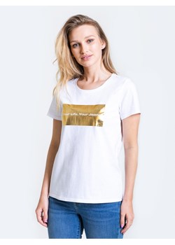 Koszulka damska ze złotym nadrukiem Margrethe 101 ze sklepu Big Star w kategorii Bluzki damskie - zdjęcie 133508305
