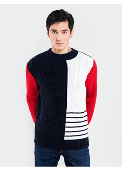 Sweter męski w geometryczny wzór Risoli 000 ze sklepu Big Star w kategorii Swetry męskie - zdjęcie 133509065