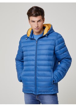 Pikowana kurtka męska z kapturem niebieska Acarf 402 ze sklepu Big Star w kategorii Kurtki męskie - zdjęcie 133511795