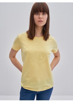 Koszulka damska z haftowanym logo żółta Claire 200 ze sklepu Big Star w kategorii Bluzki damskie - zdjęcie 133513779