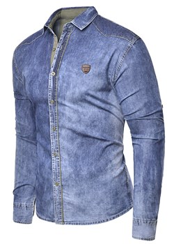 Koszula męska długi rękaw 611 jeans/zielona ze sklepu Risardi w kategorii Koszule męskie - zdjęcie 133617687