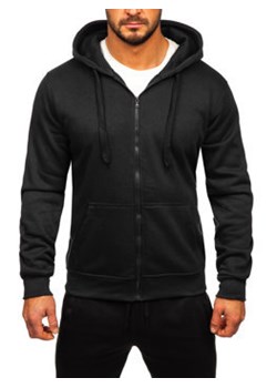 Czarny dres męski z bluzą z kapturem na zamek Denley D004 ze sklepu Denley w kategorii Dresy męskie - zdjęcie 133627179