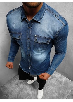 Koszula męska jeansowa niebieska OZONEE NB/MC702BC ze sklepu ozonee.pl w kategorii Koszule męskie - zdjęcie 133630666