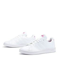 Buty sportowe damskie Adidas białe ze skóry bez wzorów1 sznurowane 