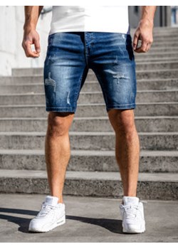 Granatowe krótkie spodenki jeansowe męskie Denley MP0036BS ze sklepu Denley w kategorii Spodenki męskie - zdjęcie 133965785