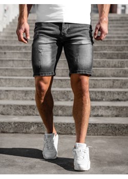 Czarne krótkie spodenki jeansowe męskie Denley MP0044N ze sklepu Denley w kategorii Spodenki męskie - zdjęcie 133965788