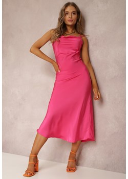 Fuksjowa Satynowa Sukienka Amporeia ze sklepu Renee odzież w kategorii Sukienki - zdjęcie 134160488