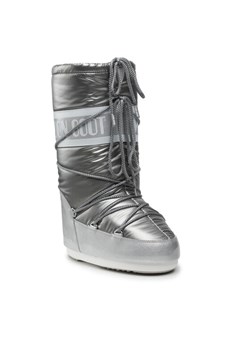 Śniegowce damskie Moon Boot srebrne casual wiązane na zimę 