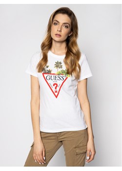 Guess T-Shirt Palms Triangle W0GI52 JA900 Biały Regular Fit ze sklepu MODIVO w kategorii Bluzki damskie - zdjęcie 134306795