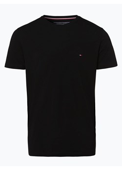 Tommy Hilfiger T-shirt męski Mężczyźni Dżersej czarny jednolity ze sklepu vangraaf w kategorii T-shirty męskie - zdjęcie 134377928