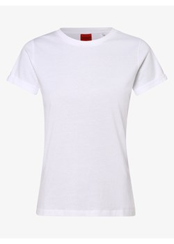 HUGO T-shirt damski Kobiety Bawełna biały jednolity ze sklepu vangraaf w kategorii Bluzki damskie - zdjęcie 134378147