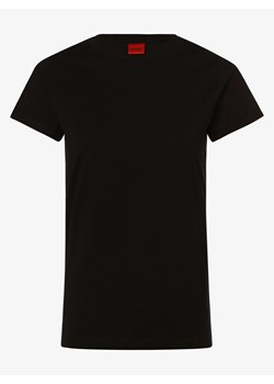 HUGO T-shirt damski Kobiety Bawełna czarny jednolity ze sklepu vangraaf w kategorii Bluzki damskie - zdjęcie 134378148