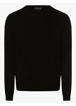 Finshley & Harding Męski sweter z mieszanki kaszmiru i jedwabiu Mężczyźni drobna dzianina czarny jednolity ze sklepu vangraaf w kategorii Swetry męskie - zdjęcie 134378957