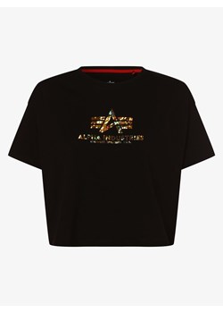 Alpha Industries - T-shirt damski, czarny ze sklepu vangraaf w kategorii Bluzki damskie - zdjęcie 134384216