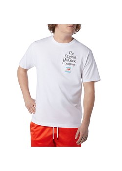 T-shirt męski New Balance z krótkim rękawem biały wiosenny 