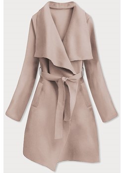 Minimalistyczny płaszcz damski nude (747art) ze sklepu goodlookin.pl w kategorii Płaszcze damskie - zdjęcie 134604149