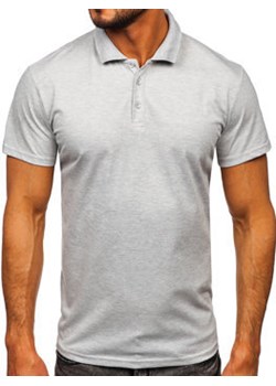 Szara koszulka polo męska Denley 8T80 ze sklepu Denley w kategorii T-shirty męskie - zdjęcie 134675075