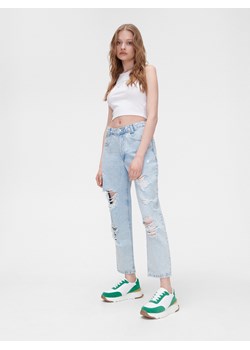 Cropp - Jeansy barrel z efektem sprania - błękitny ze sklepu Cropp w kategorii Jeansy damskie - zdjęcie 134747499