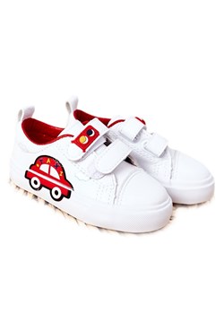 Apawwa Dziecięce Trampki Na Rzepy Biało-Czerwone Taxi białe ze sklepu ButyModne.pl w kategorii Buciki niemowlęce - zdjęcie 134762366