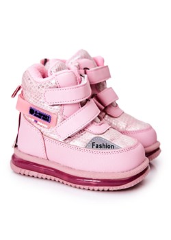 Buty zimowe dziecięce na rzepy różowe śniegowce 