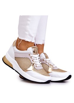 Vinceza Modne Buty Sportowe Damskie Sneakersy Biało-Złote Danielle białe złoty ze sklepu ButyModne.pl w kategorii Buty sportowe damskie - zdjęcie 134770209