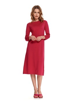 Sukienka Top Secret czerwona midi koszulowa na spacer z długim rękawem 