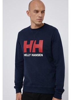 Helly Hansen bluza bawełniana męska kolor granatowy gładka ze sklepu ANSWEAR.com w kategorii Bluzy męskie - zdjęcie 135001918