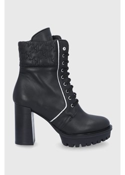 Karl Lagerfeld Botki skórzane Voyage IV KL30140.Black.Lthr damskie kolor czarny na słupku ze sklepu ANSWEAR.com w kategorii Botki - zdjęcie 135015669