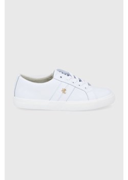 Lauren Ralph Lauren Buty skórzane Janson II kolor biały na płaskiej podeszwie 802830937006 ze sklepu ANSWEAR.com w kategorii Trampki damskie - zdjęcie 135018368