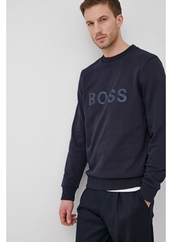Bluza męska czarna BOSS HUGO na jesień z napisami 
