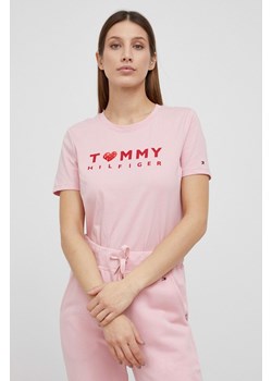 Tommy Hilfiger T-shirt bawełniany kolor różowy ze sklepu ANSWEAR.com w kategorii Bluzki damskie - zdjęcie 135083179