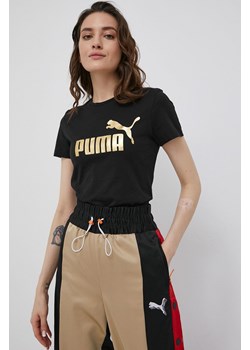 Puma t-shirt bawełniany 848303 kolor czarny ze sklepu ANSWEAR.com w kategorii Bluzki damskie - zdjęcie 135084599