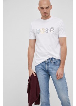 Boss T-shirt bawełniany 50462613 kolor biały z nadrukiem ze sklepu ANSWEAR.com w kategorii T-shirty męskie - zdjęcie 135090325