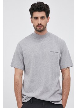 Samsoe Samsoe T-shirt bawełniany kolor szary gładki ze sklepu ANSWEAR.com w kategorii T-shirty męskie - zdjęcie 135090548