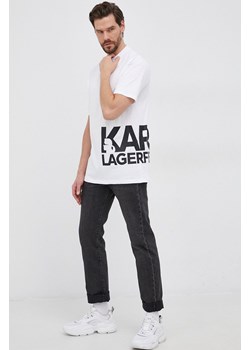 T-shirt męski biały Karl Lagerfeld z krótkimi rękawami wiosenny 