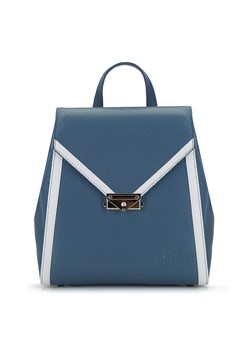 Damski plecak skórzany z kopertową klapą niebiesko-biały ze sklepu WITTCHEN w kategorii Plecaki - zdjęcie 135119208