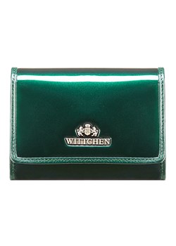 Damski portfel ze skóry lakierowany średni ciemny zielony ze sklepu WITTCHEN w kategorii Portfele damskie - zdjęcie 135130945