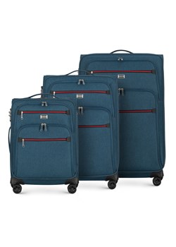 Zestaw walizek miękkich z czerwonym suwakiem ze sklepu WITTCHEN w kategorii Walizki - zdjęcie 135132328