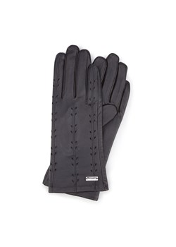 Damskie rękawiczki skórzane z ozdobnymi przeszyciami czarne ze sklepu WITTCHEN w kategorii Rękawiczki damskie - zdjęcie 135237256