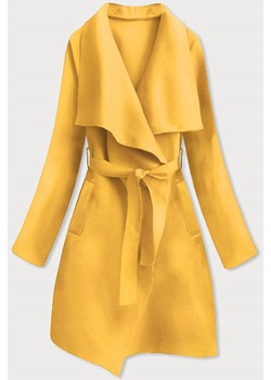 Minimalistyczny płaszcz damski żółty (747art) ze sklepu goodlookin.pl w kategorii Płaszcze damskie - zdjęcie 135238105