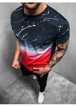 T-Shirt męski granatowo-czerwony OZONEE JS/S119/18 ze sklepu ozonee.pl w kategorii T-shirty męskie - zdjęcie 135248307