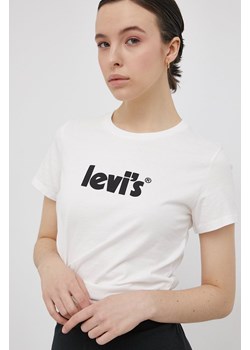 Levi&apos;s T-shirt bawełniany kolor biały ze sklepu ANSWEAR.com w kategorii Bluzki damskie - zdjęcie 135275106
