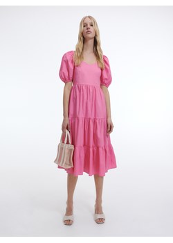 Reserved - Bawełniana sukienka z falbanami - Różowy ze sklepu Reserved w kategorii Sukienki - zdjęcie 135303737