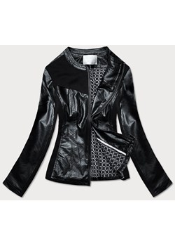 Taliowana kurtka damska z łączonych materiałów czarna (752art) ze sklepu goodlookin.pl w kategorii Kurtki damskie - zdjęcie 135339346