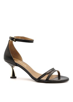 Czarne skórzane sandały na złotym obcasie 268A ze sklepu NESCIOR w kategorii Sandały damskie - zdjęcie 135344618