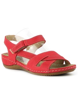 Wygodne sandały damskie polskiej produkcji - Helios Komfort 246, czerwone ze sklepu ulubioneobuwie w kategorii Sandały damskie - zdjęcie 135345139