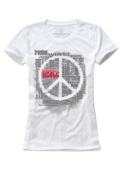T-shirt damski UNDERWORLD Peace biały ze sklepu morillo w kategorii Bluzki damskie - zdjęcie 135446466